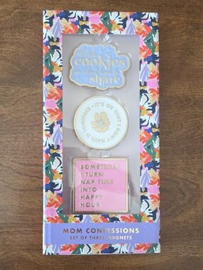 Paper Source Floral Mom Confessions Magnet Set - Pink, Gold, Blue, White - Set/3